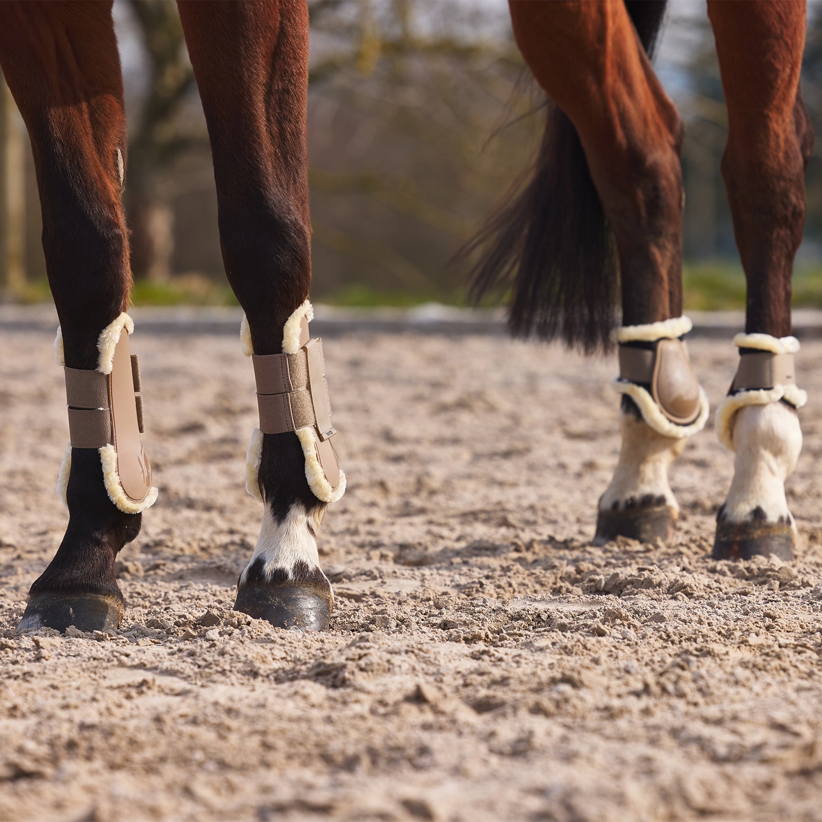 Horze Windsor Tendon Boots with Faux Fur Lining Leg Protection & Hoof Protection for Horses