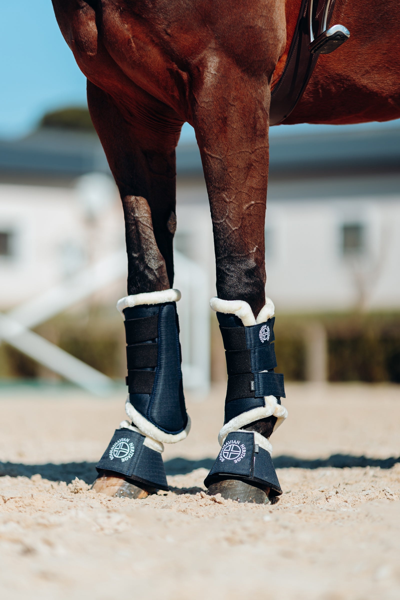 Horze Oslo Faux Fur Bell Boots Leg Protection & Hoof Protection for Horses