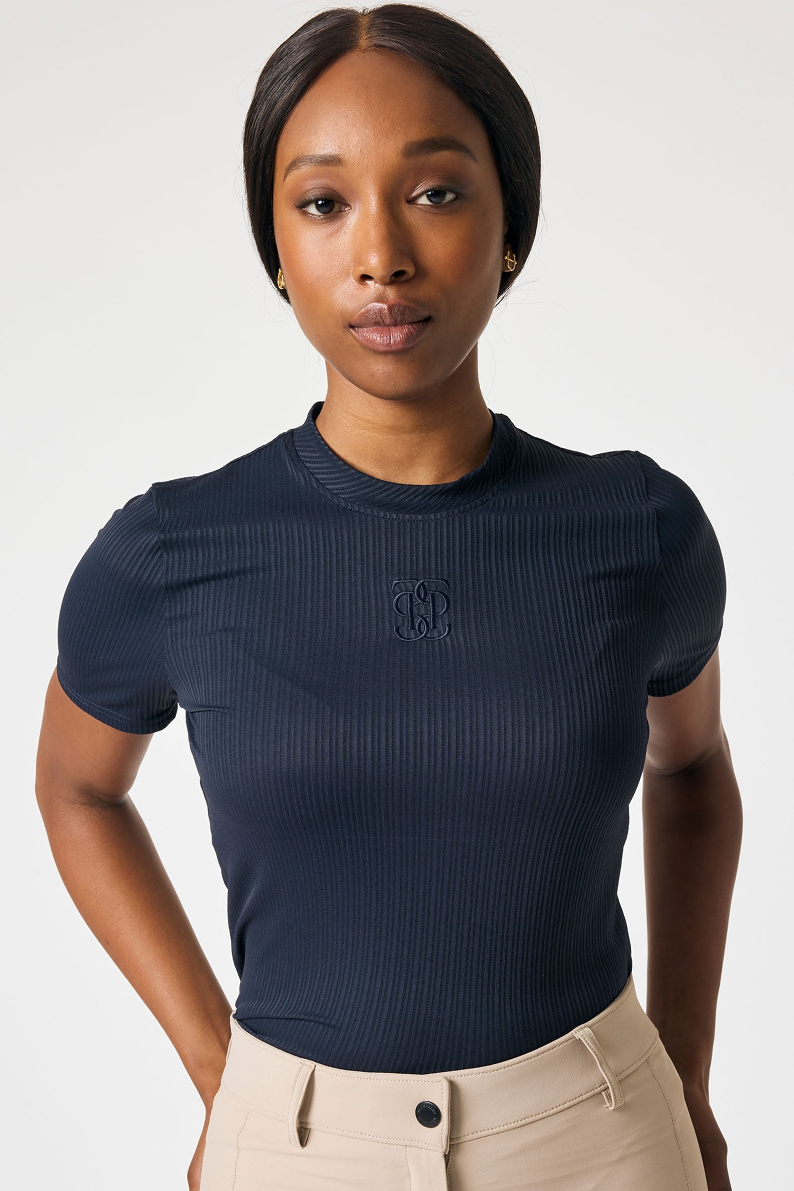 PS of Sweden Courtney S/S Stribet Mesh T-shirt Ridetøj til dame