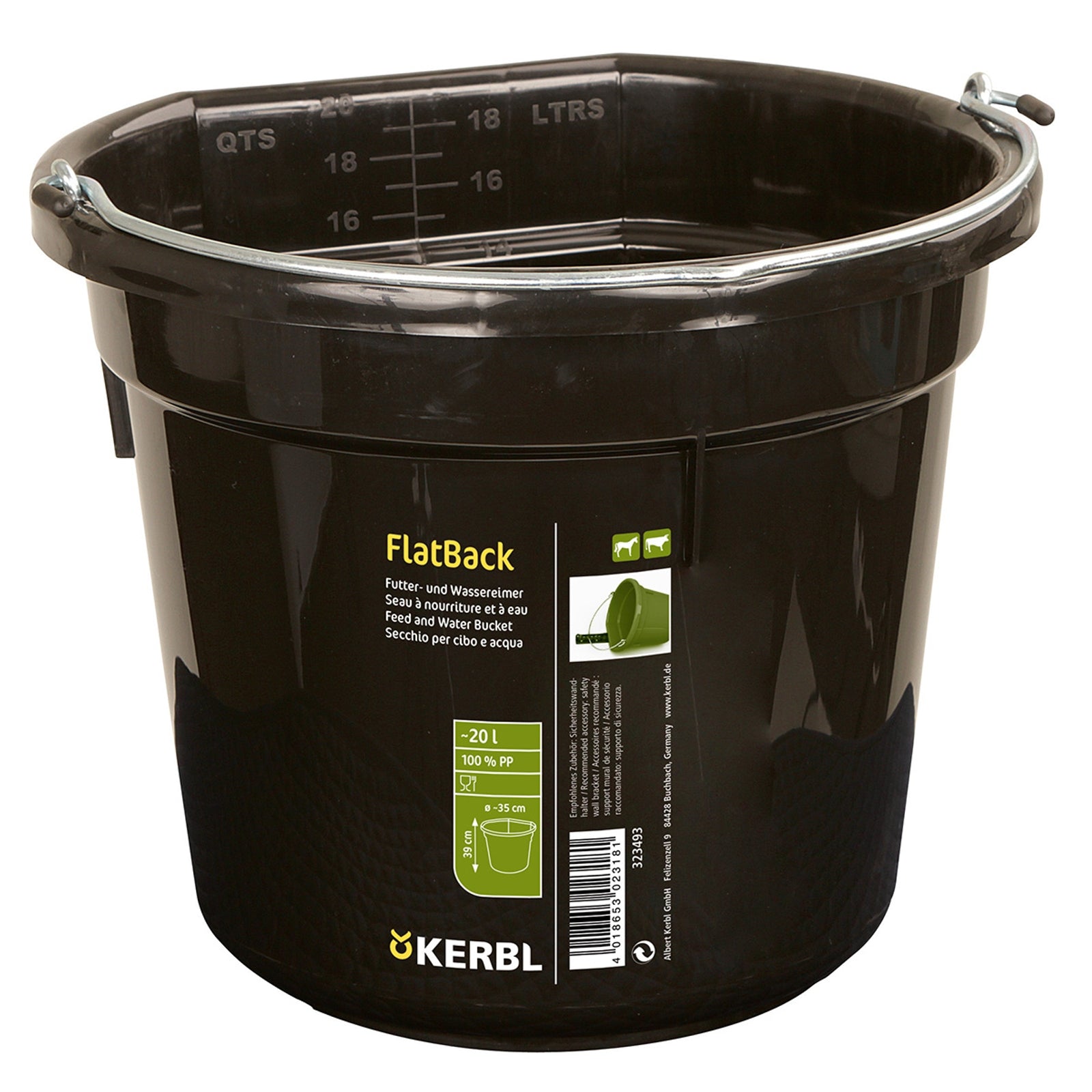 Kerbl foder og vand skål FlatBack ca. 20 liter Fodring & Vanding