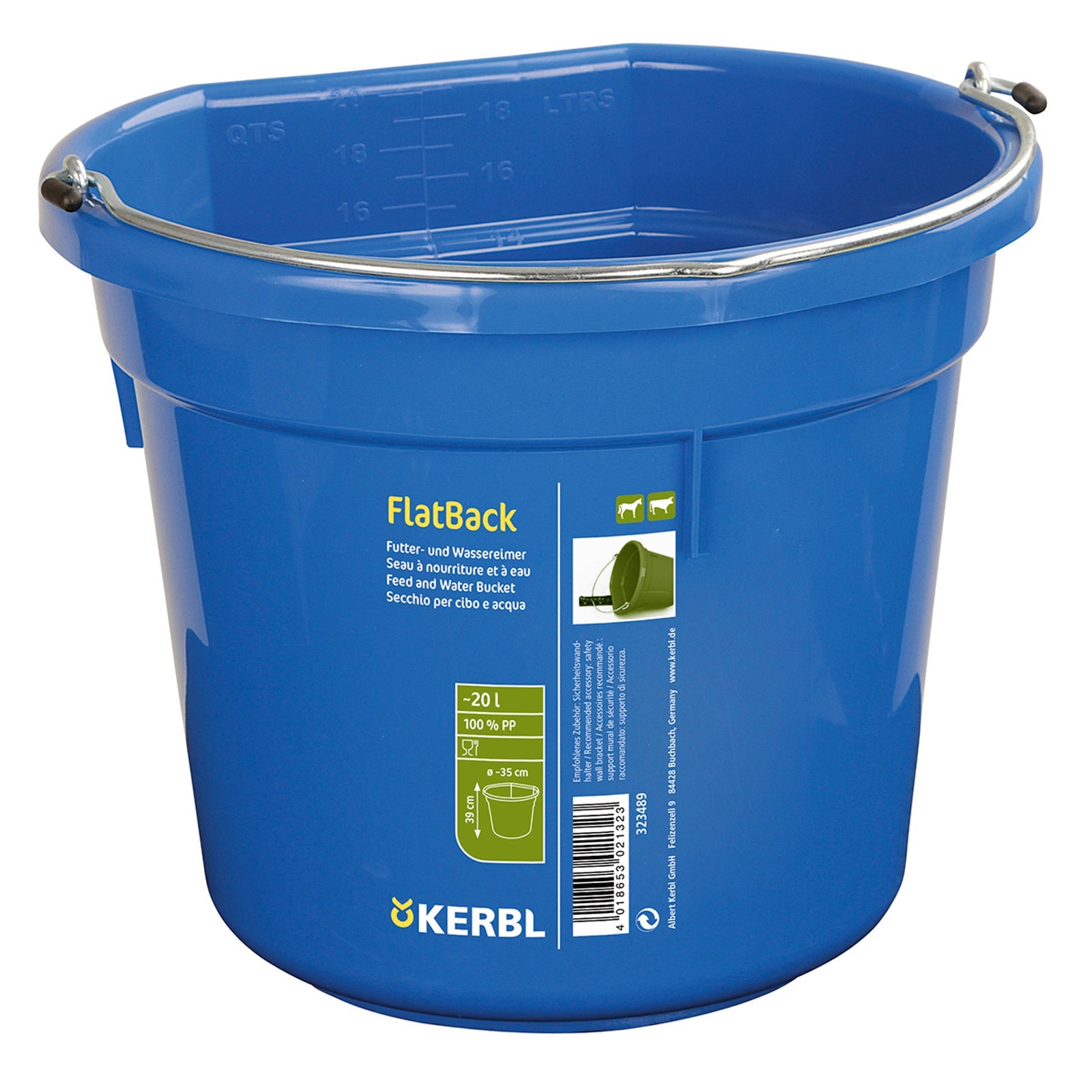Kerbl foder og vand skål FlatBack ca. 20 liter Fodring & Vanding