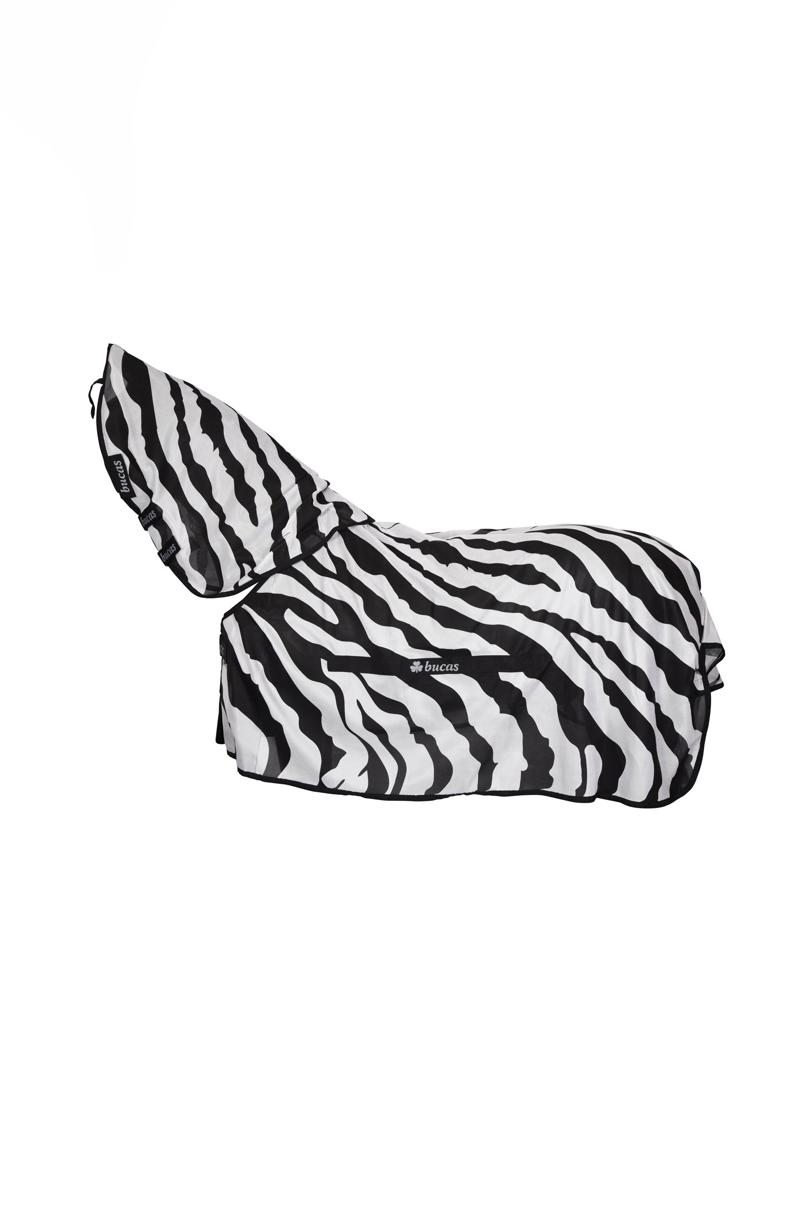 Bucas Buzz-Off Zebra fluedækken med aftageligt halsstykke Hestedækken