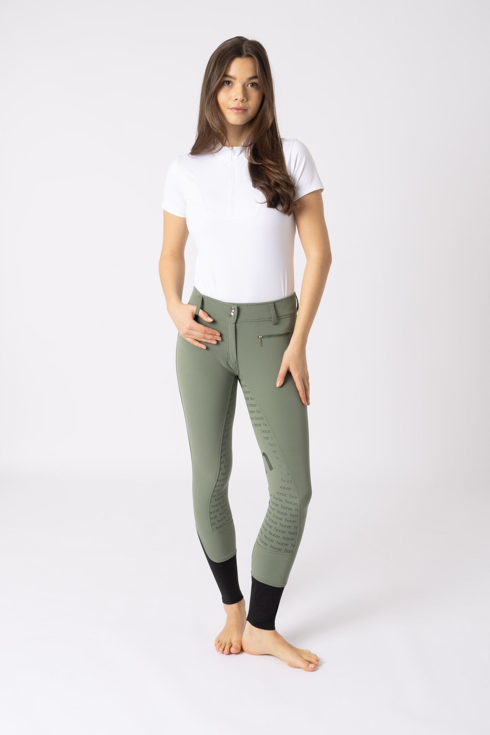 Horze Women's High Waist Silicone Full Seat Breeches Womens Breeches