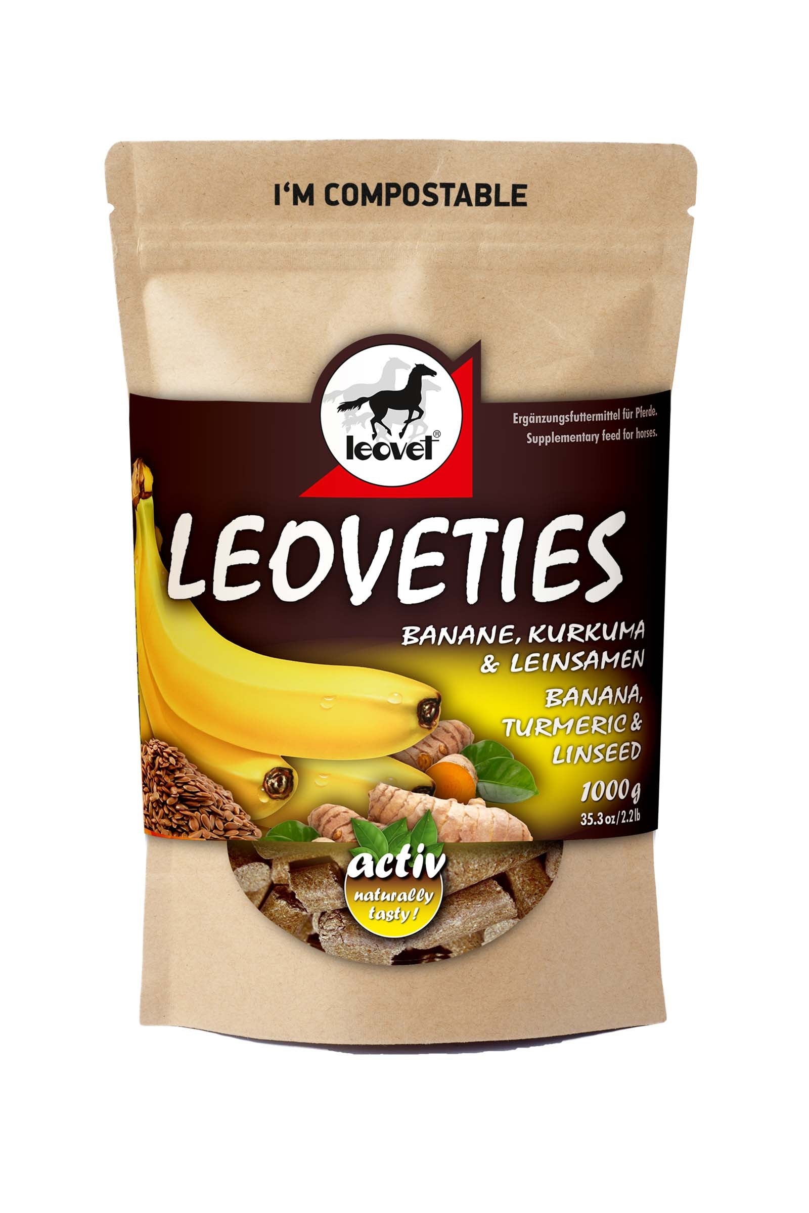 Leovet "Leoveties" Banana, Turmeric & Linseed, 1 kg Horse Feed & Nutrition
