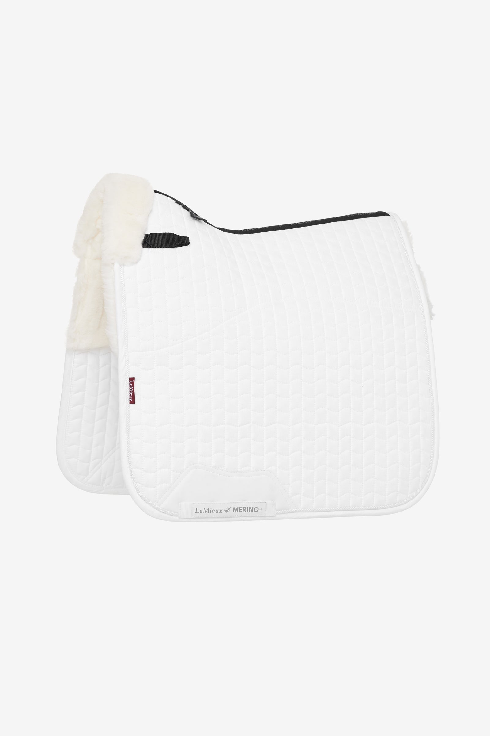 LeMieux Merino+ Dressurunderlag med ruskindseffekt, halvforet Sadelunderlag