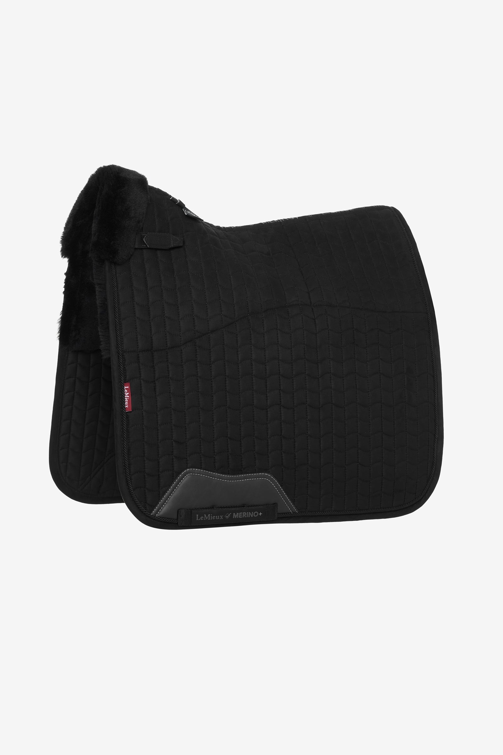 LeMieux Merino+ Dressurunderlag med ruskindseffekt, halvforet Sadelunderlag
