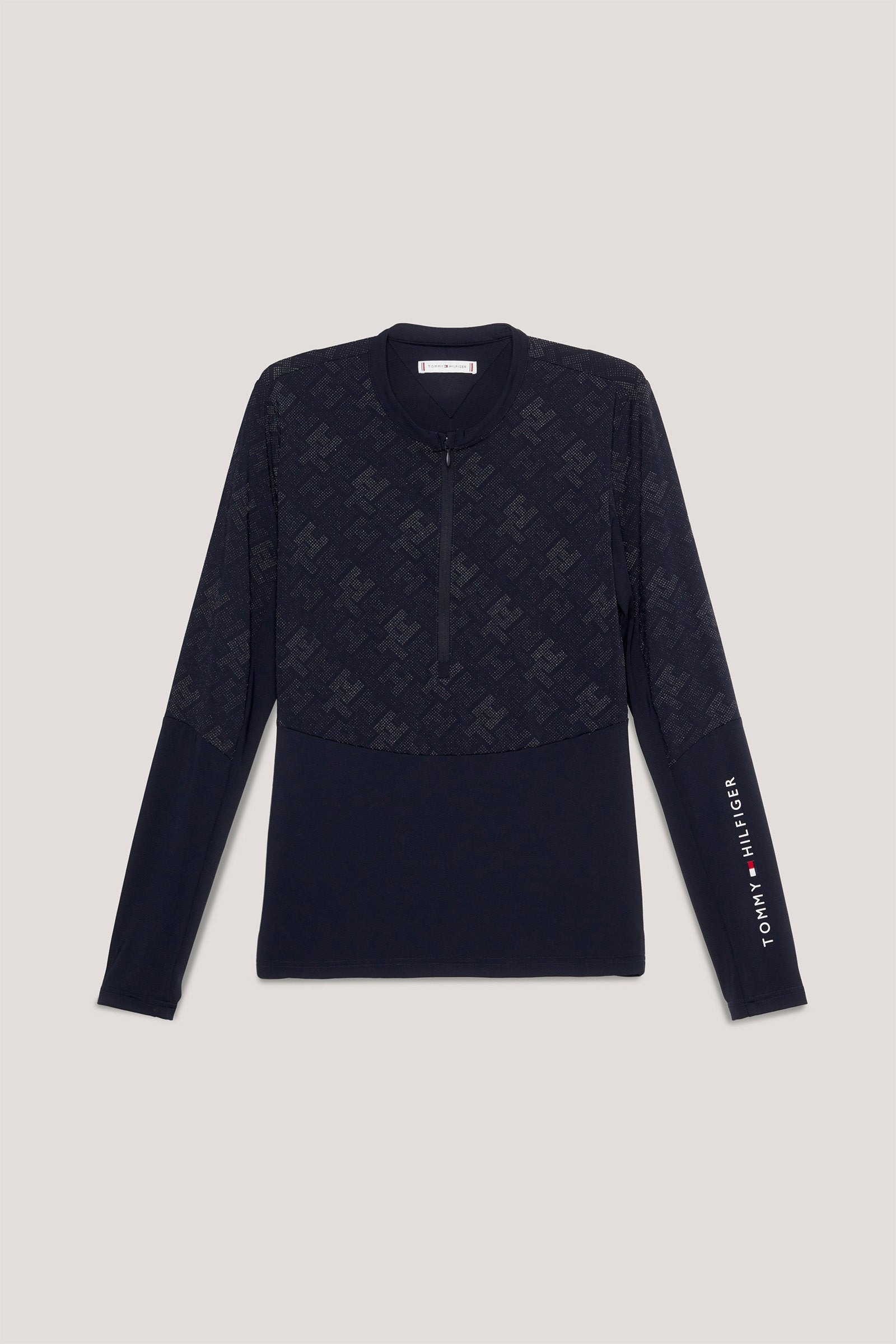 Tommy Hilfiger Equestrian Cologne Reflekterende langærmet 1/4 zip Træningsoverdel Ridetøj til dame