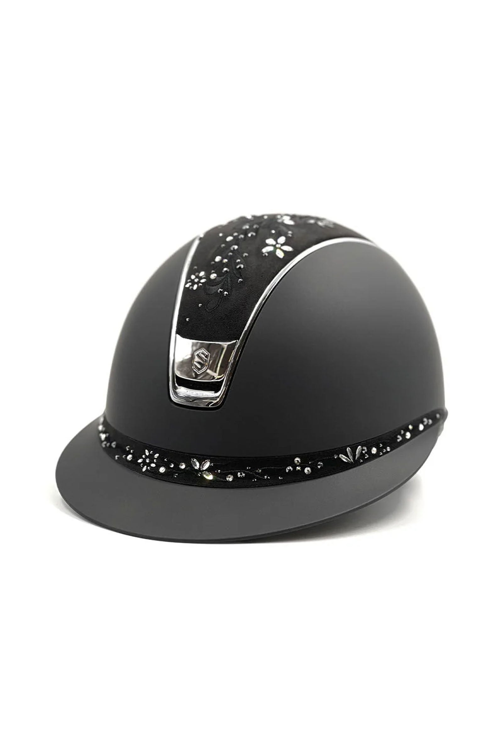 Samshield Miss Shield Shadowmatt med blomster Swarovski smykker, krom 2.0 Ridehjelme & Sikkerhedsveste