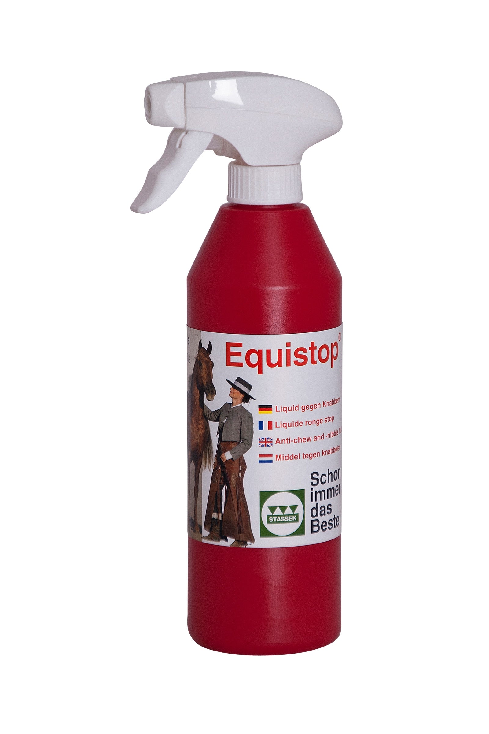 Stassek Equistop anti-bide-væske i flaske med forstøver, 450ml Staldudstyr