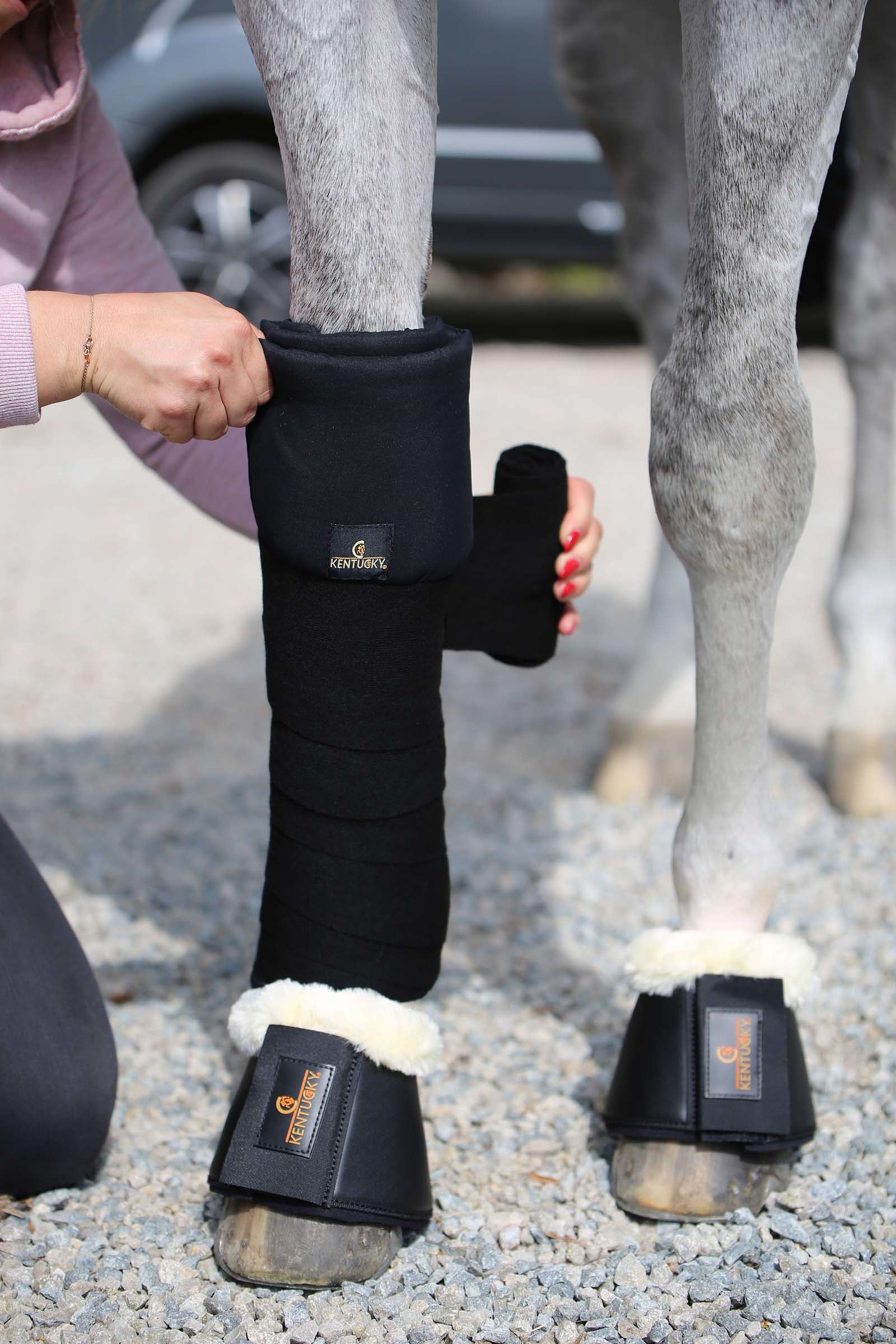 Kentucky Horsewear vatterede bandageunderlag, sæt med 4 Leg Protection & Hoof Protection for Horses