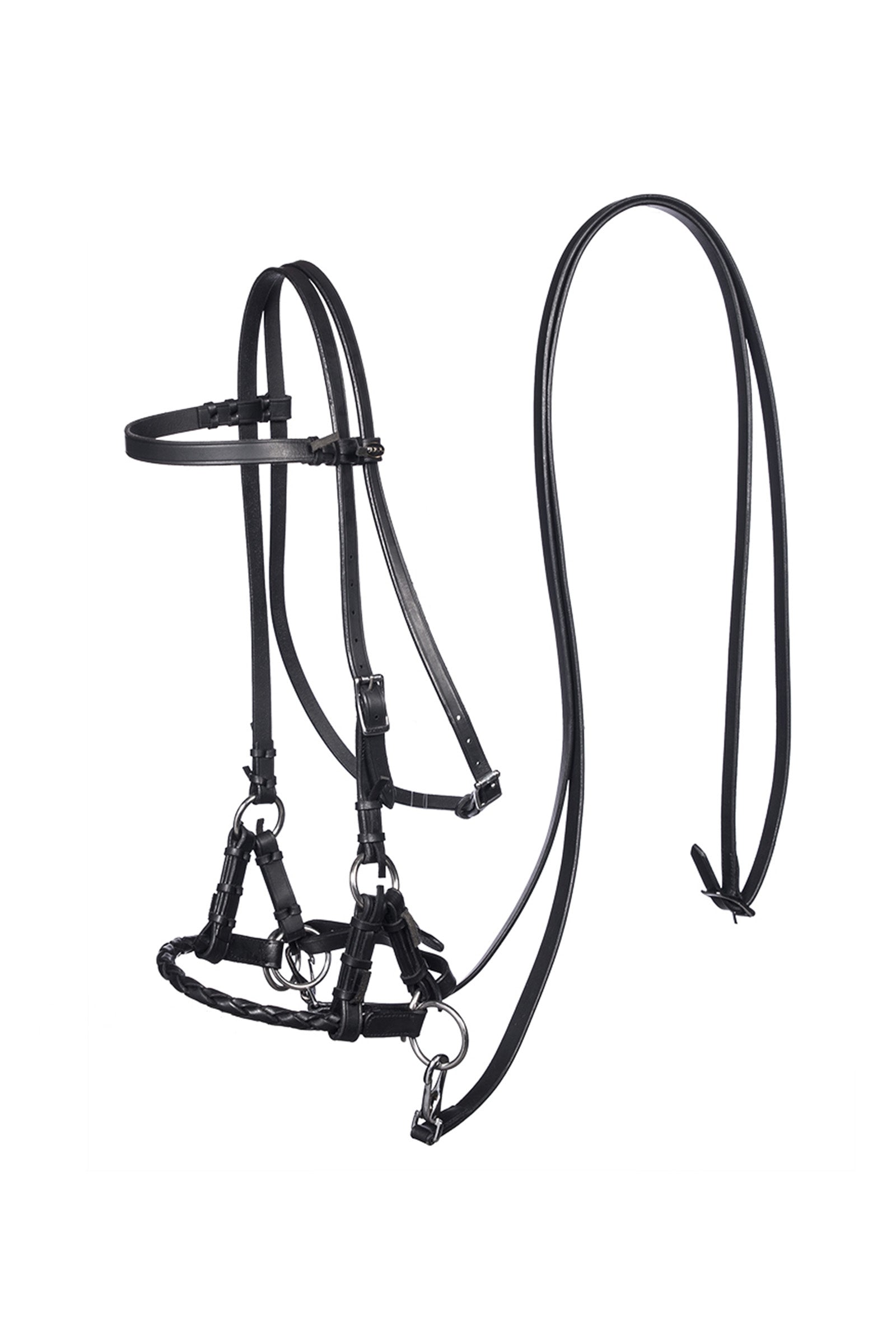 F.R.A. Freedom Riding Articles Pariba Sidepull (System 3) flettet næsebånd, m. tøjler. Trenser & tøjler