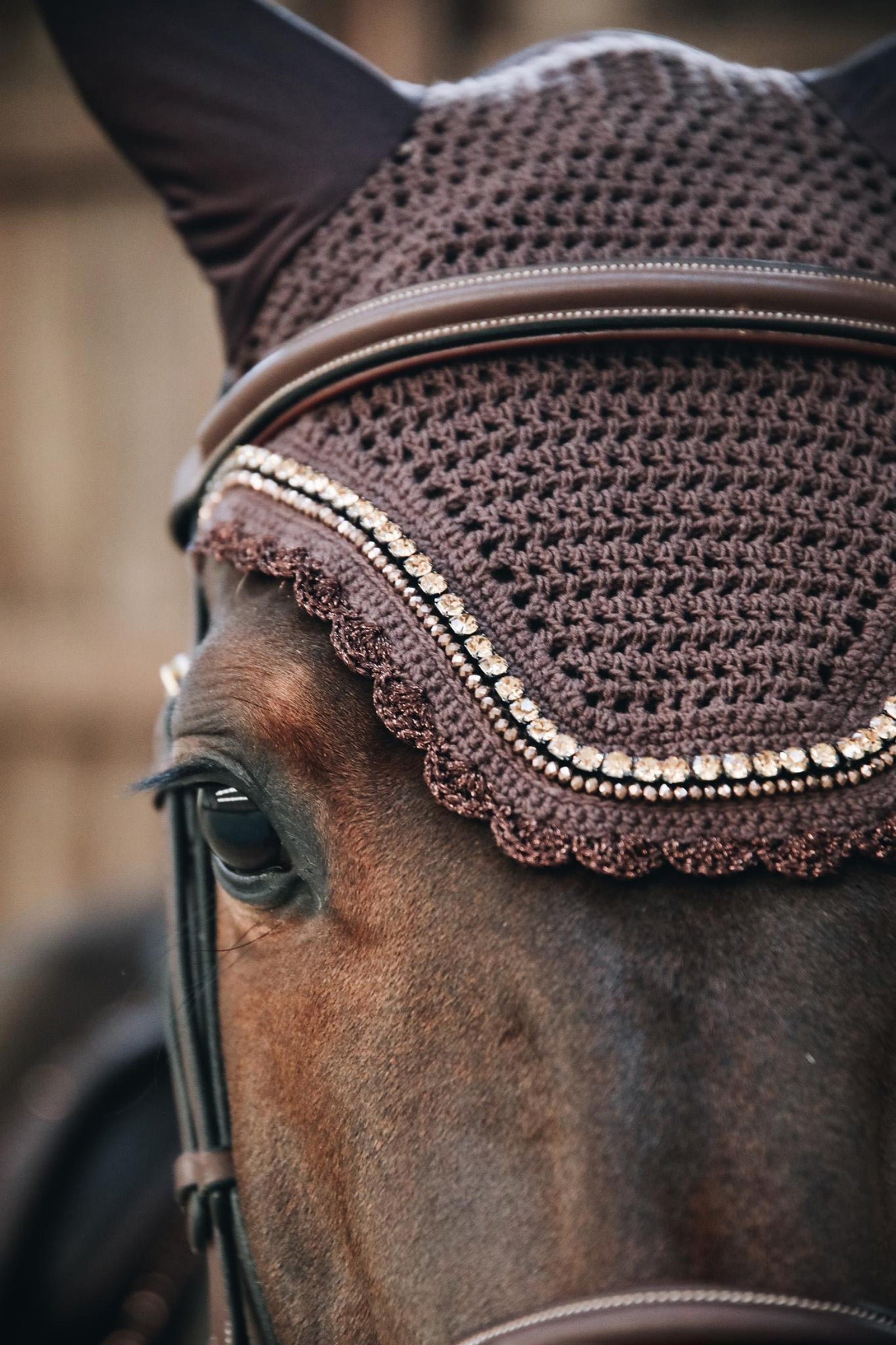 Kentucky Horsewear Fly Veil Wellington Stone & Pearl Saddle Pads