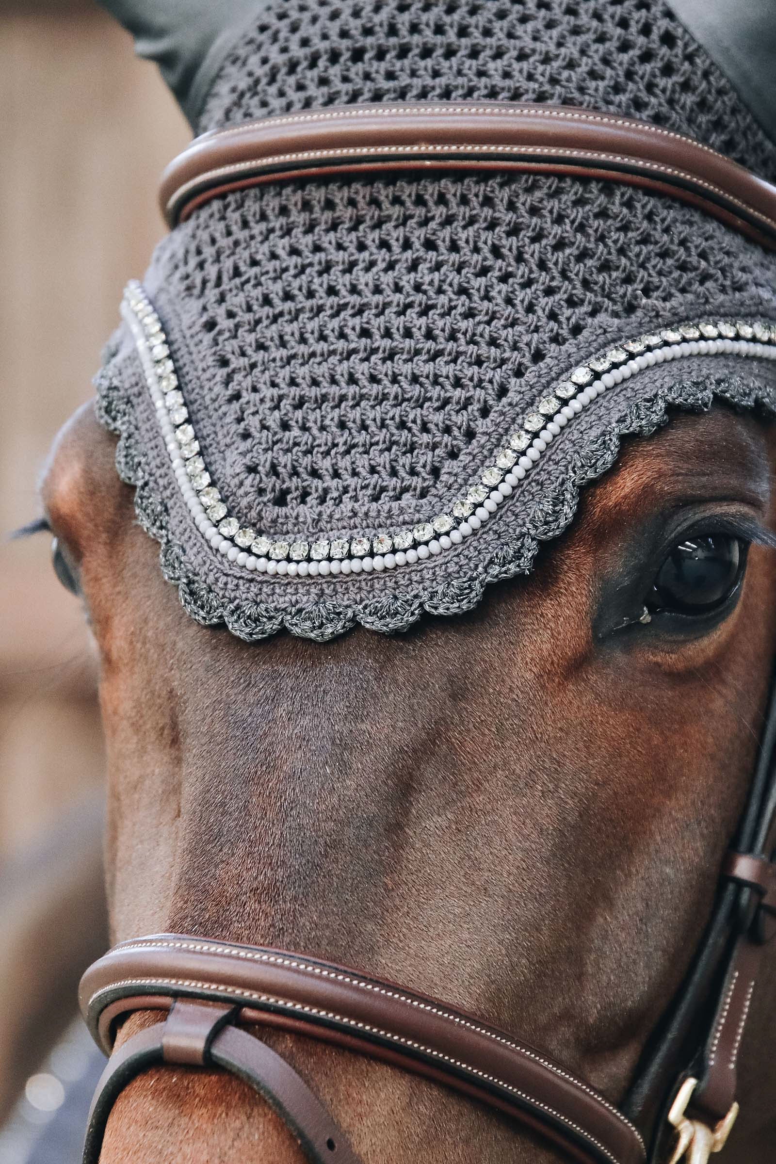 Kentucky Horsewear Fly Veil Wellington Stone & Pearl Soundless Saddle Pads