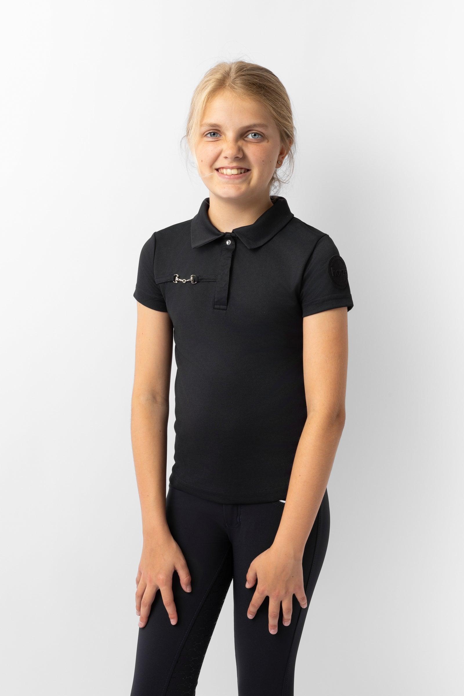 Horze Young Rider Denise funktionel, kortærmet poloshirt Ridetøj til børn