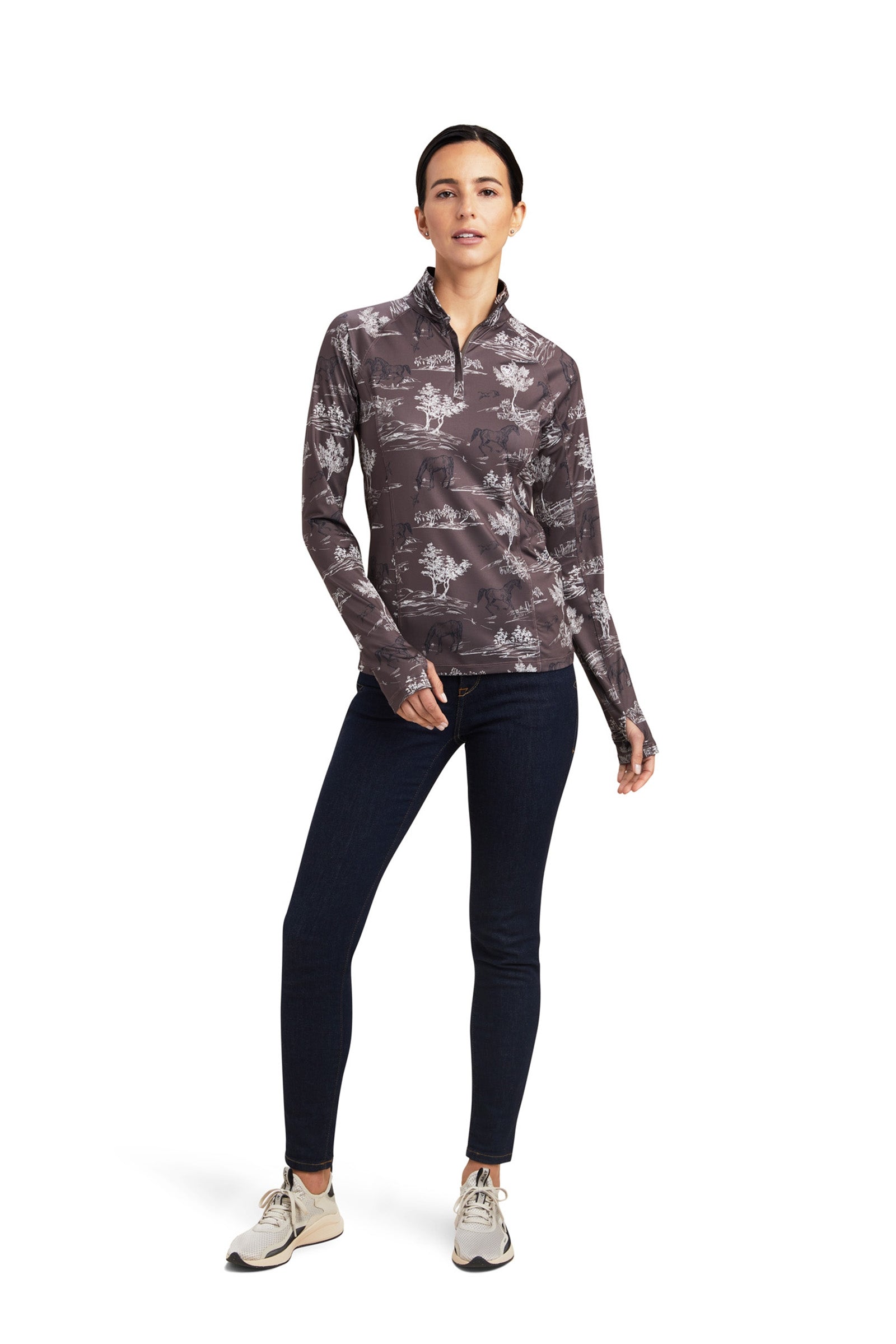 Ariat Lowell 2.0 1/4 Zip langærmet bluse, damemodel Ridetøj til dame