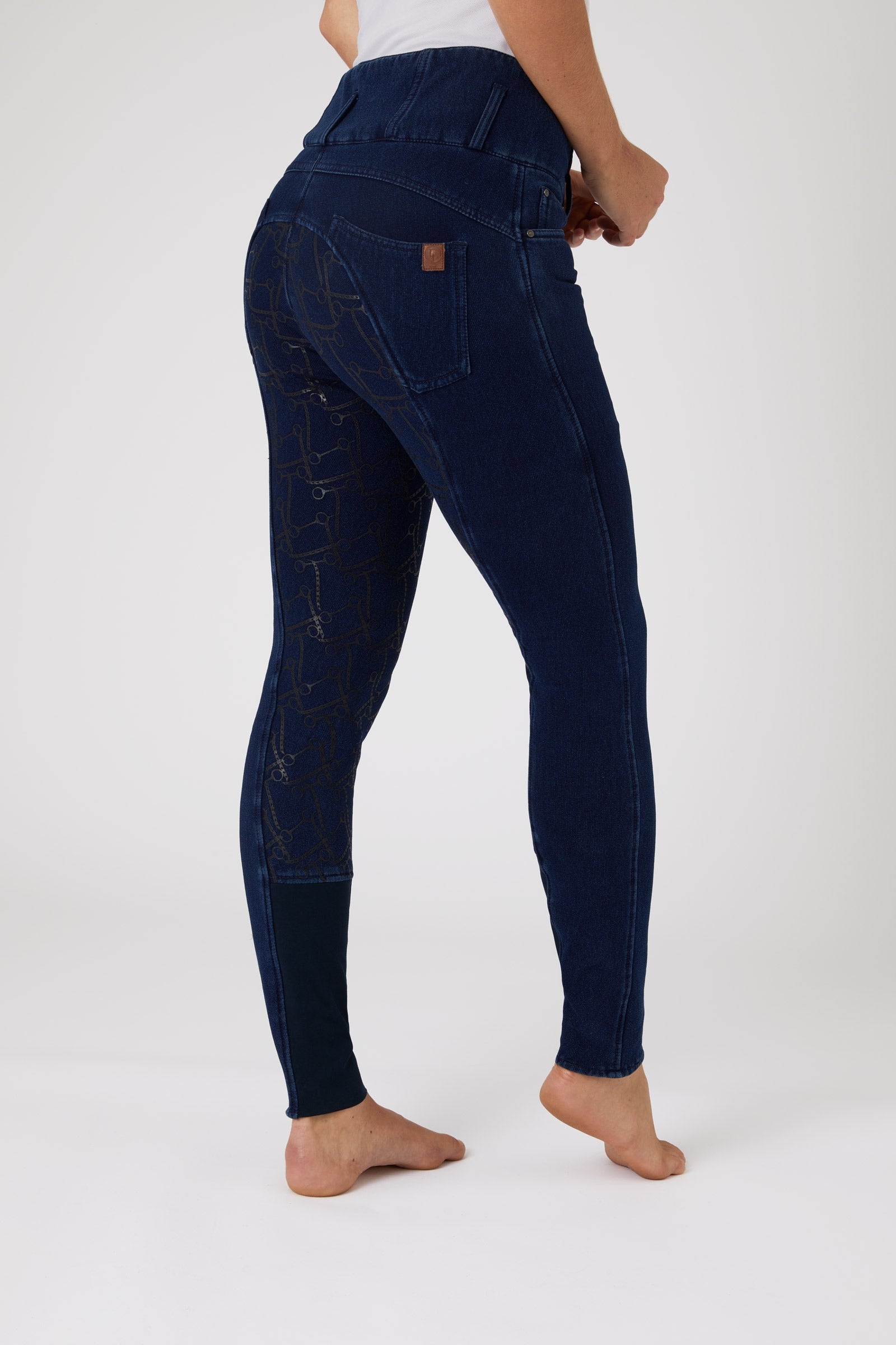 Horze Kacy thermo denimridebukser med silikonegrip, damemodel Womens Breeches