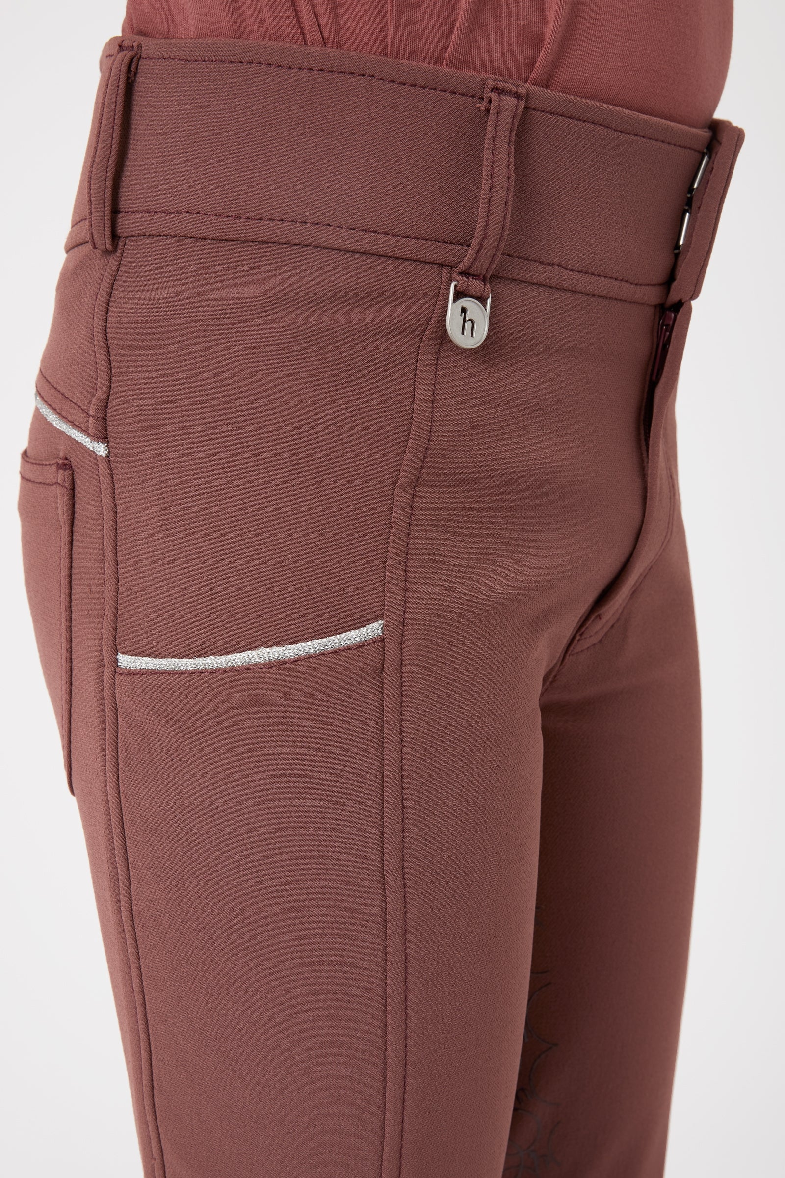 Horze Leighton Teens Silicone Full Grip Breeches with Phone Pocket Kids Apparel