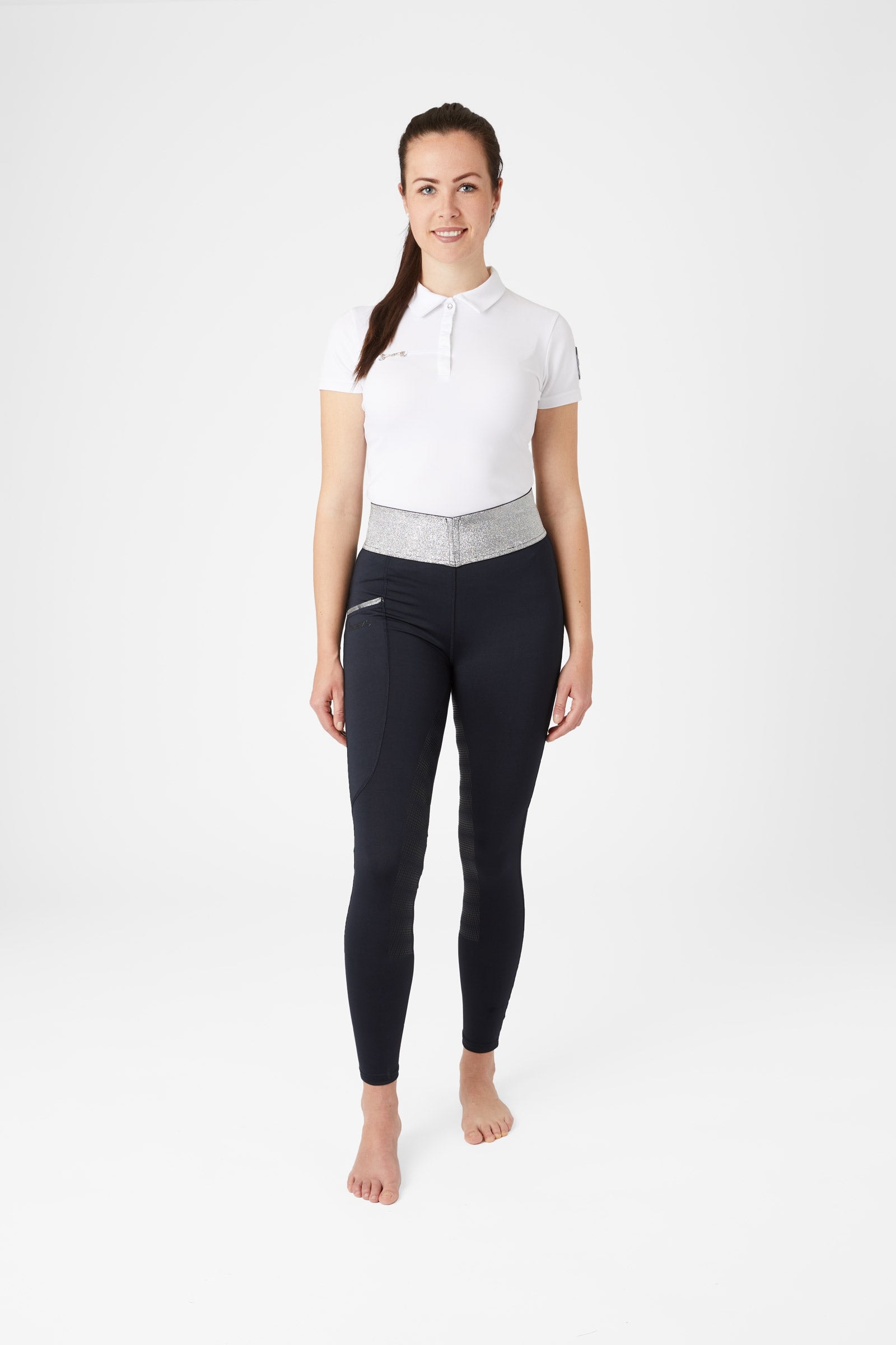 Horze Women's Silicone Full Seat Riding Tights with Glitter Waistband Womens Breeches