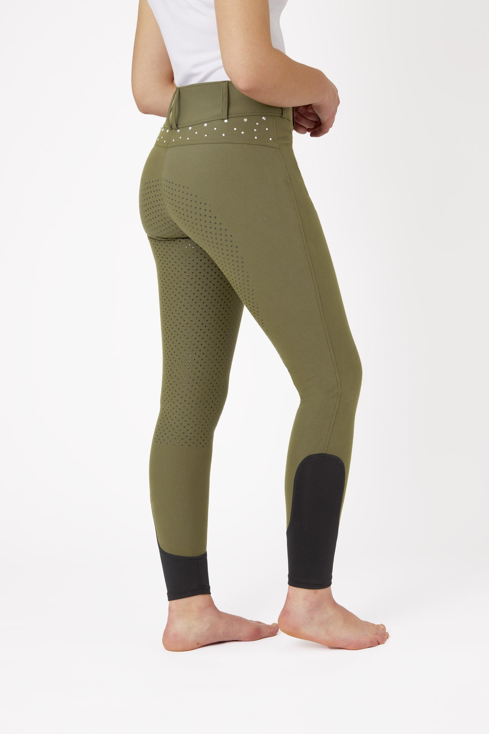 Horze Højtaljede Ridebukser med Fuld Silikonegrip og Krystaller, damemodel Womens Breeches