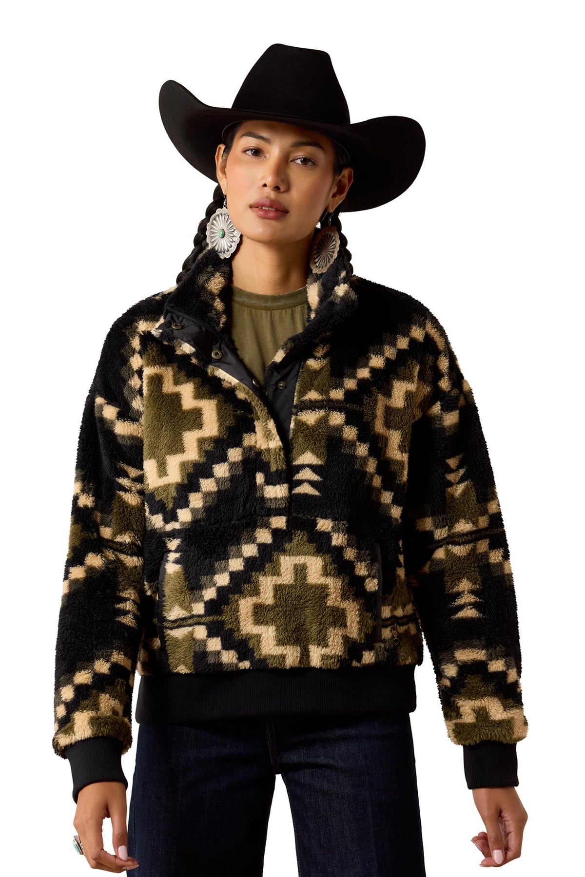 Ariat Berber Snap Dame sweater med 1/2 stolpelukning med trykknapper Ridetøj til dame