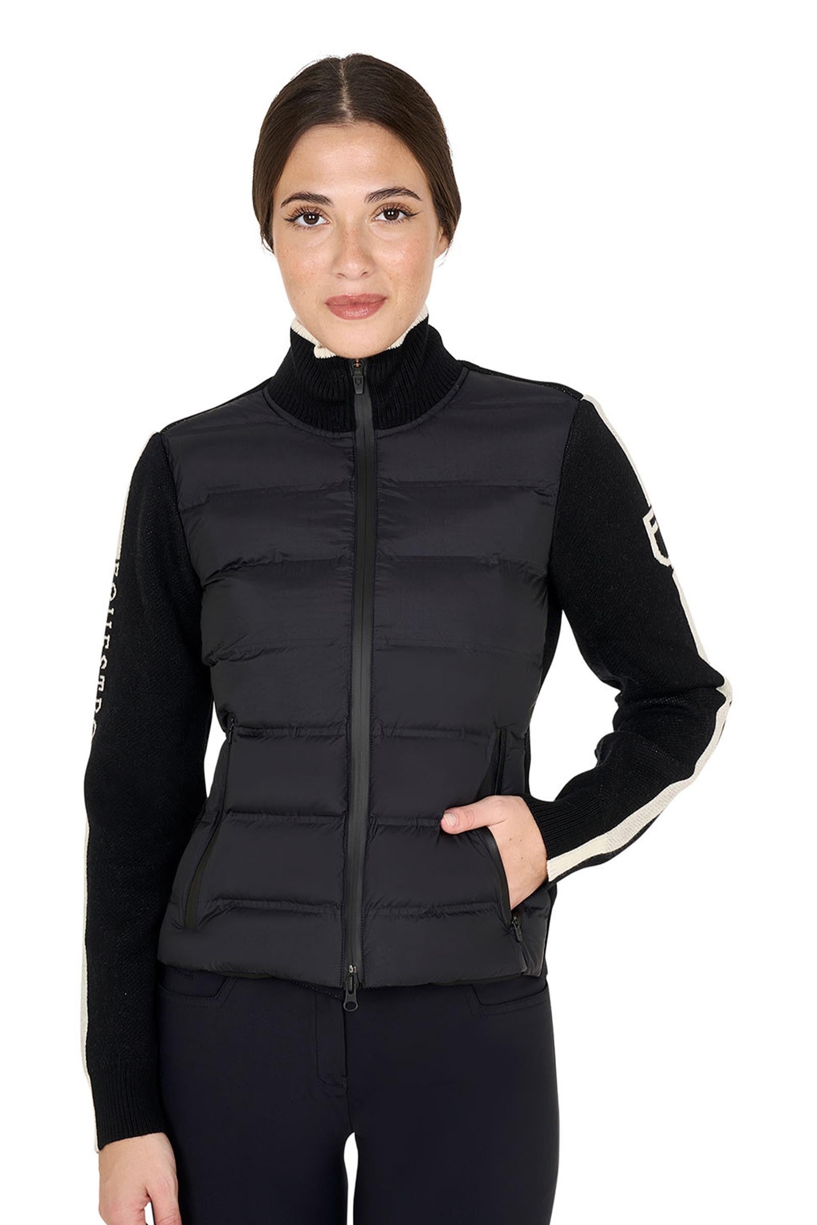 Equestro Women's Jacket in Nylon and Knit With Zip Women’s Riding Clothing