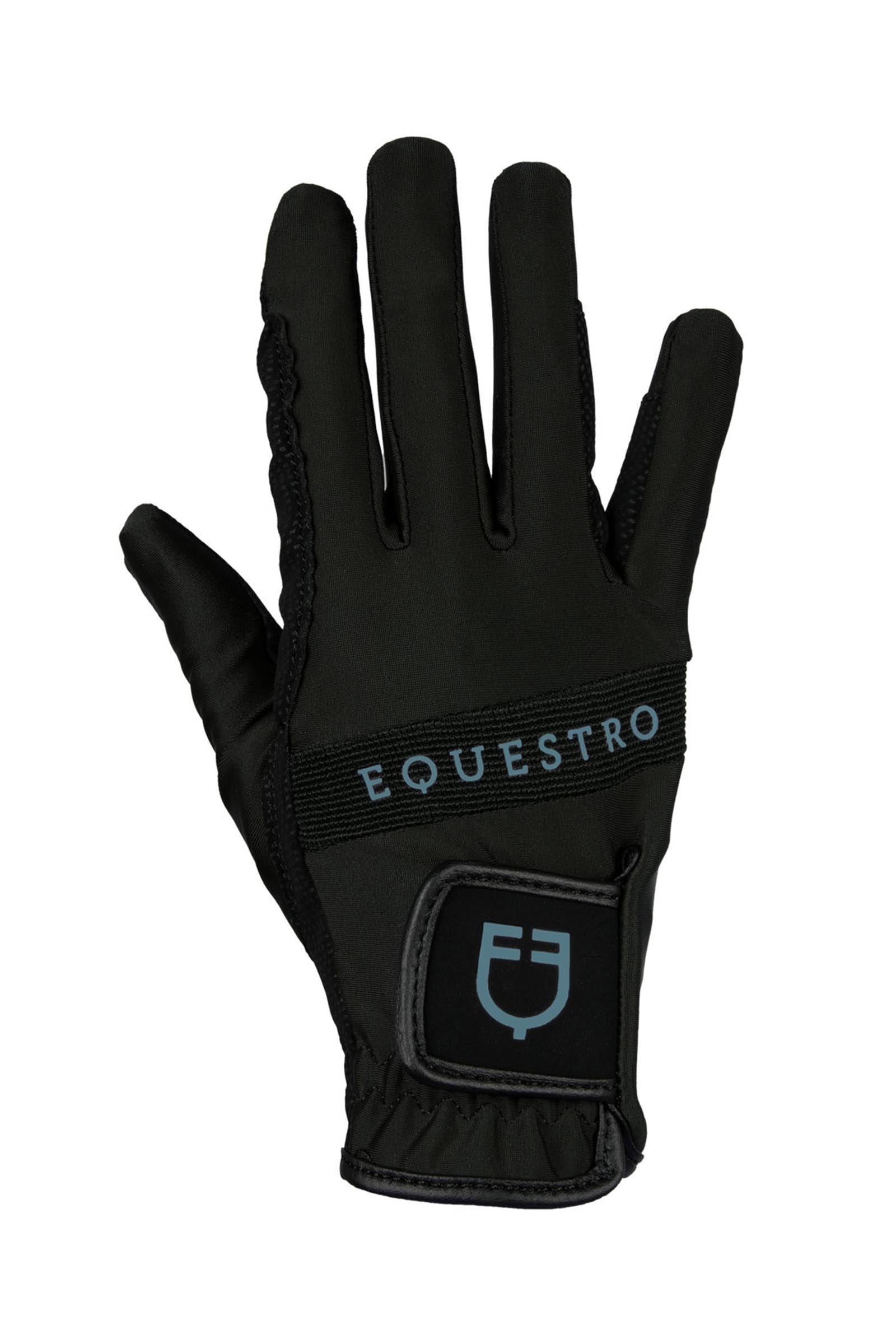 Equestro Gloves in Technical Fabric With Multicolor Logo Riding Gloves