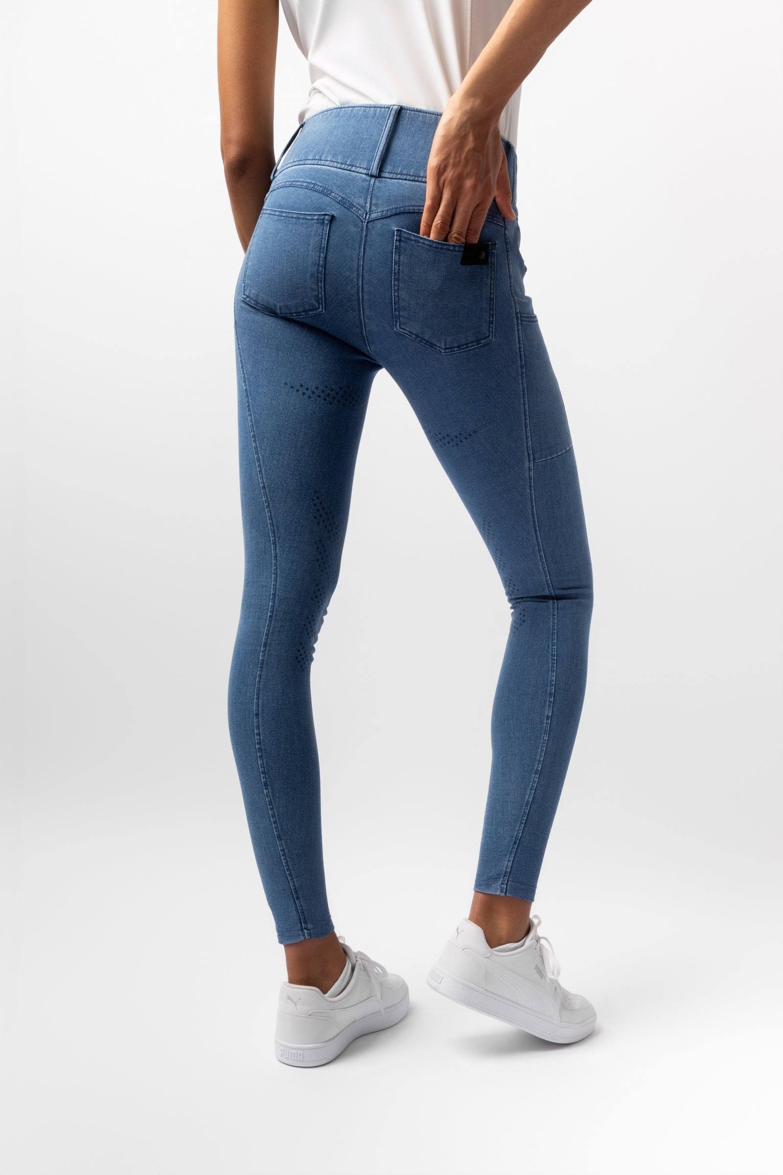 Horze Carolyn dame denim ridebukser med fuldt sæde Womens Breeches