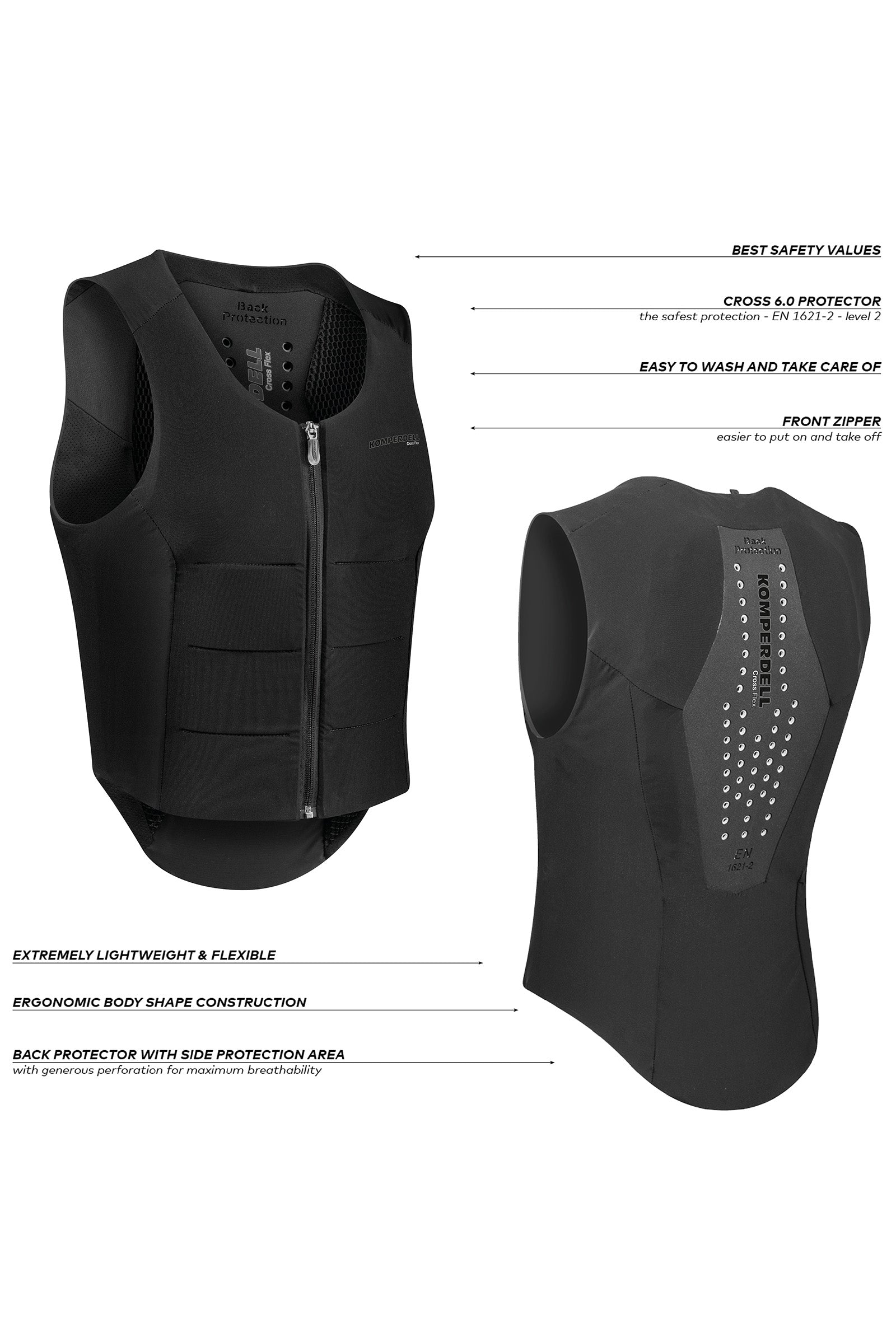 Komperdell FlexFit Ballistic Vest With Back Protector, Regular Safety Equipment