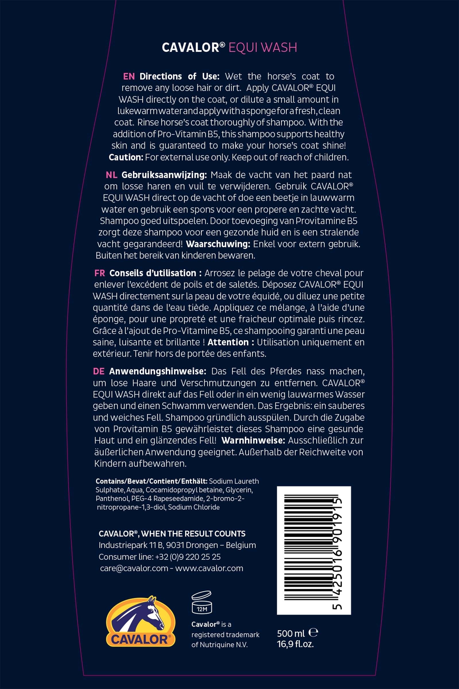 Cavalor Equi Wash, pH neutral Shampoo, 500 ml Horse Health Care