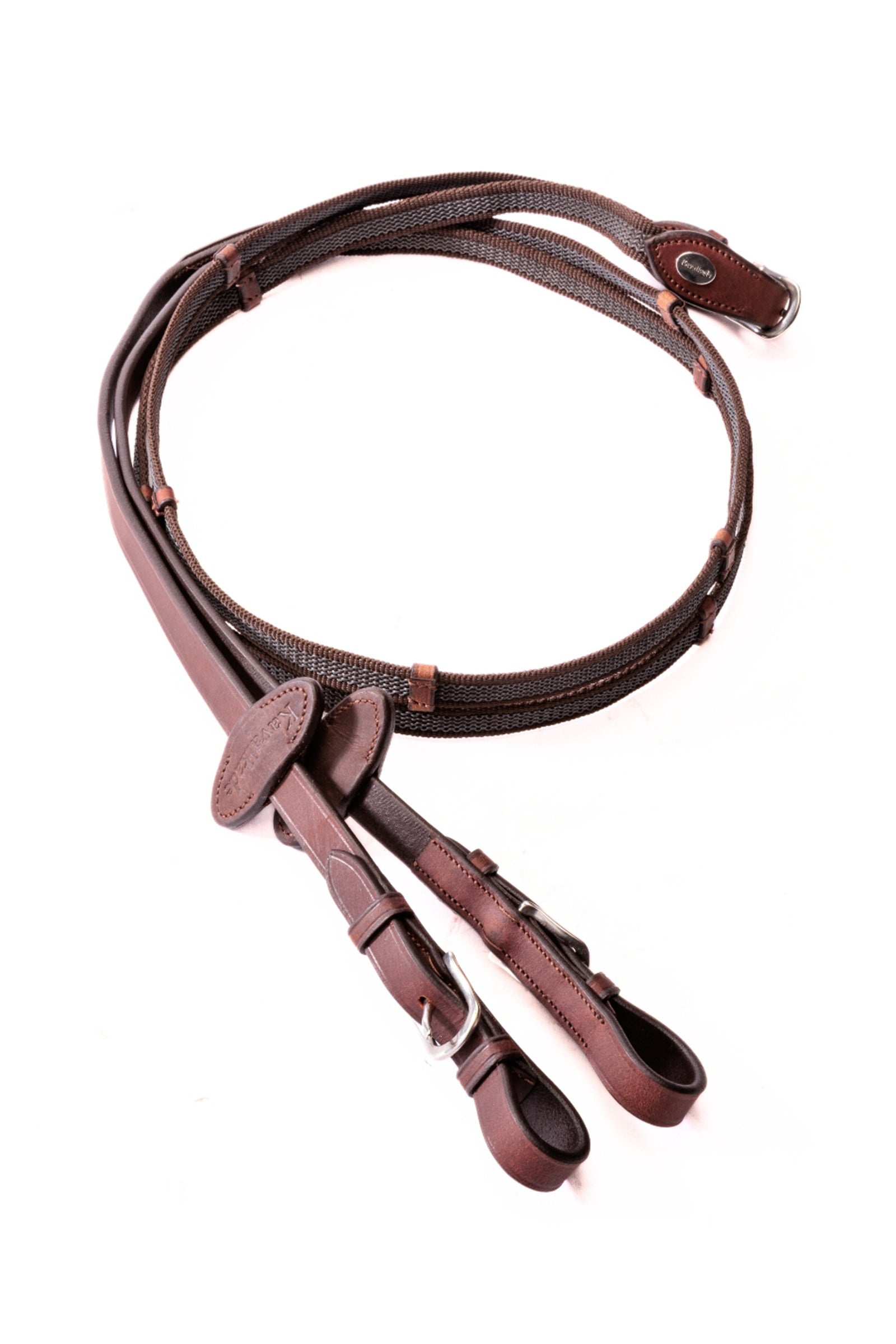 Kavalkade Rubberised Reins With 5 Stops, Oiled, 16 mm Bridles & Reins