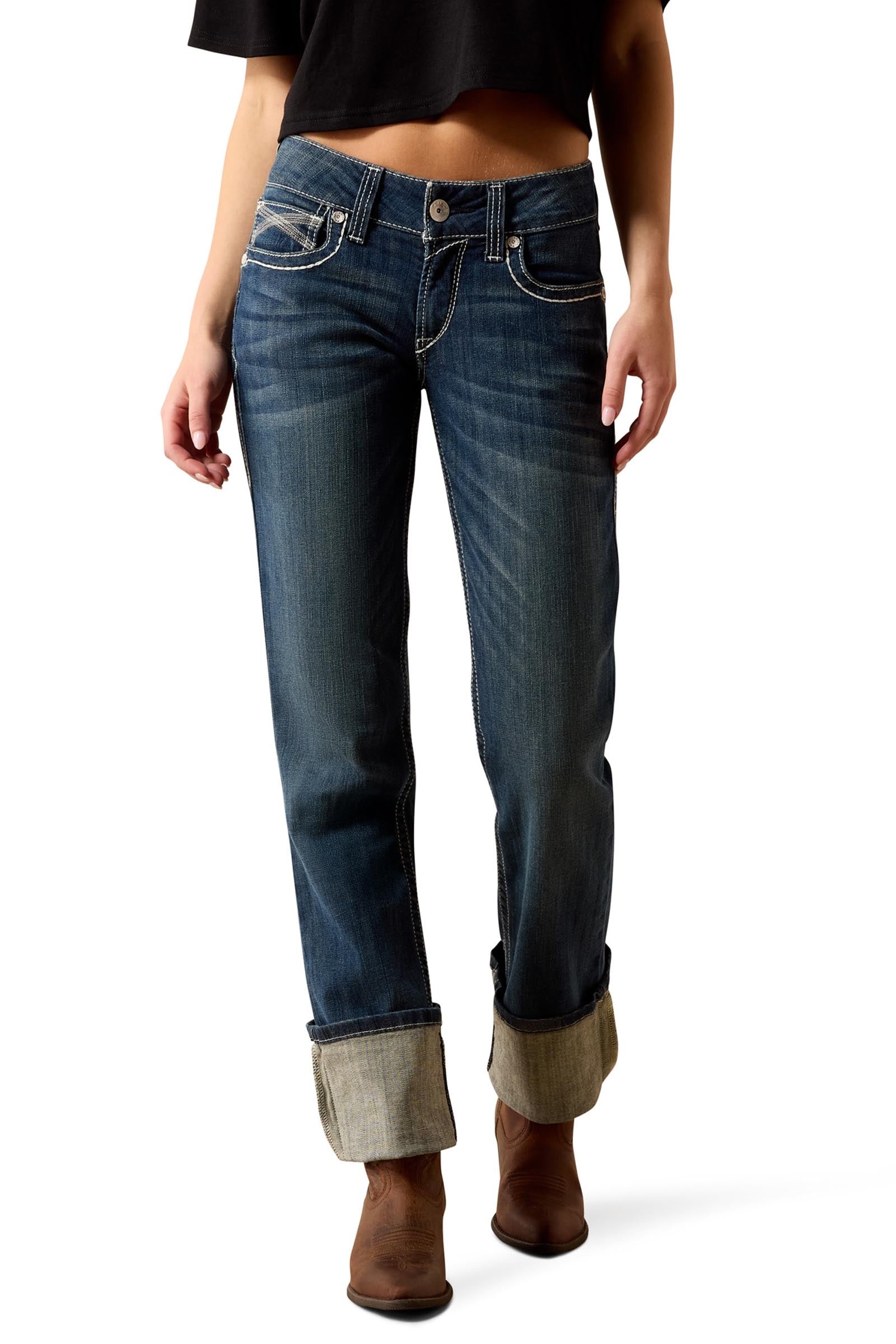 Ariat R.E.A.L. Mid Rise Stretch Ivy Stackable Straight Leg Dame straight leg jeans Womens Breeches