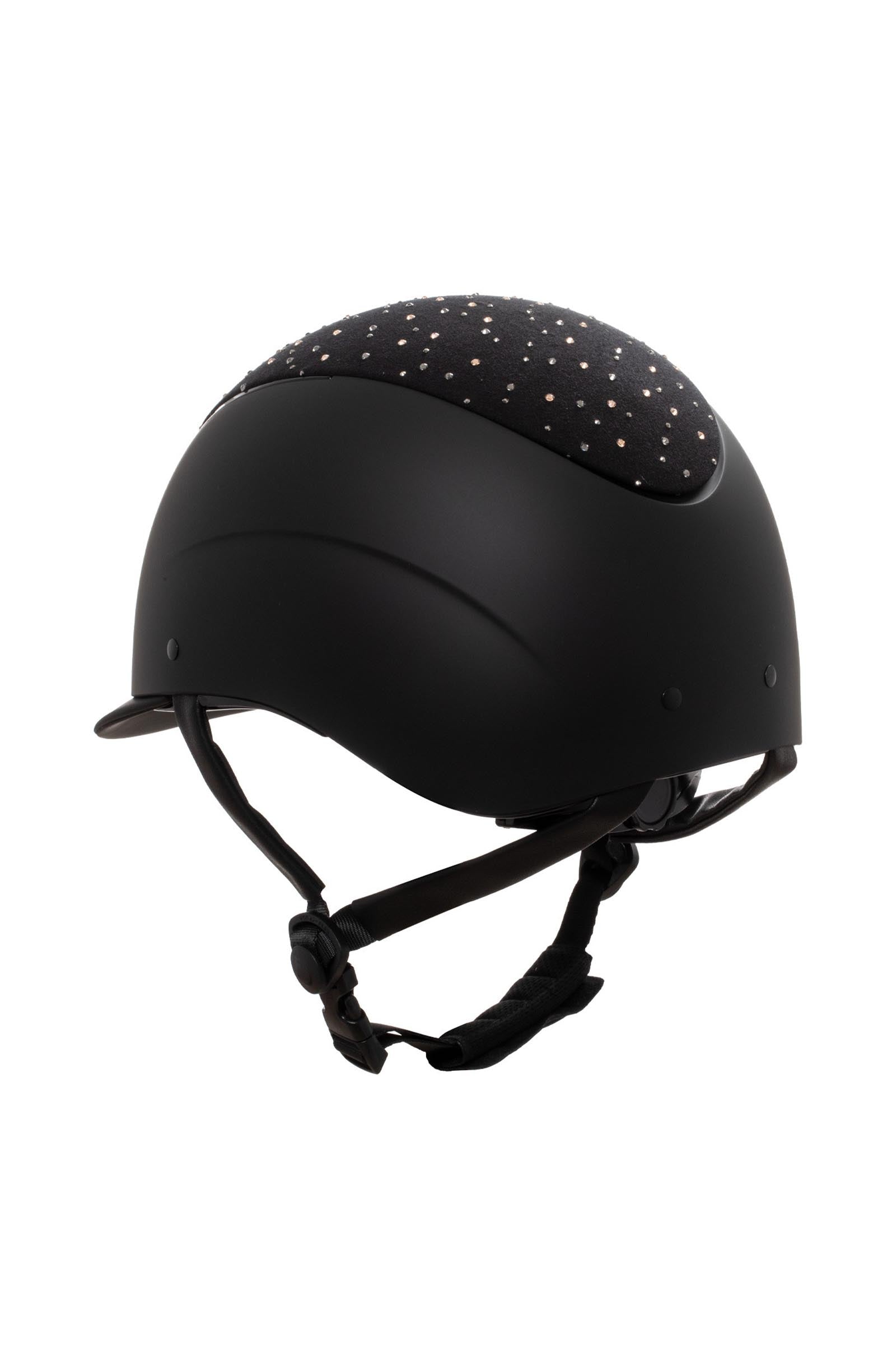 Equestro Matt Helmet With Narrow Visor and Rhinestone Logo Homologation En 1384-2023 Safety Equipment