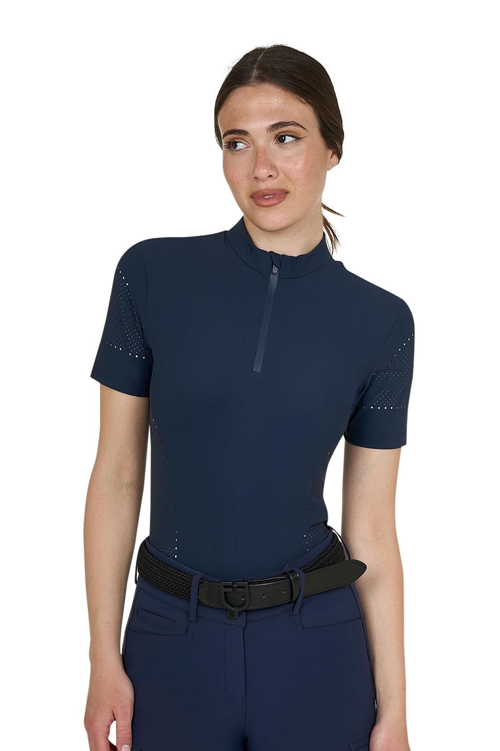 Equestro SS2026 Women's Perforated Training Polo Shirt SS ZIP Ridetøj til dame