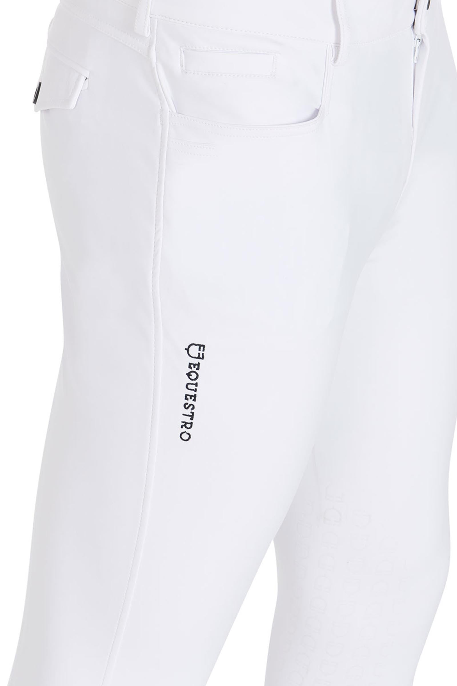 Equestro Men's Slim Fit Knee Grip Breeches With Logo Mens Riding Clothing