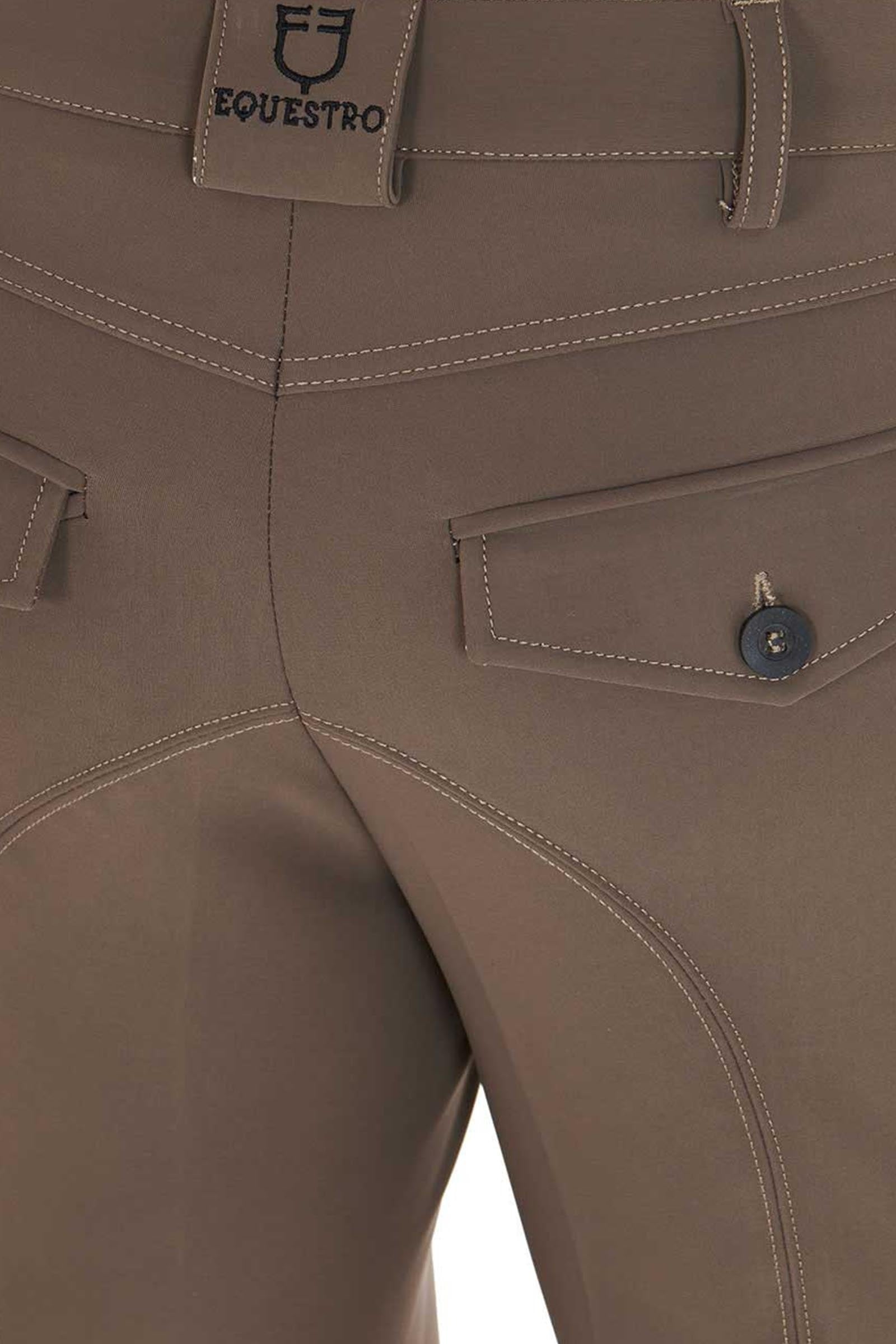 Equestro Men's Slim Fit Knee Grip Breeches With Logo Mens Riding Clothing