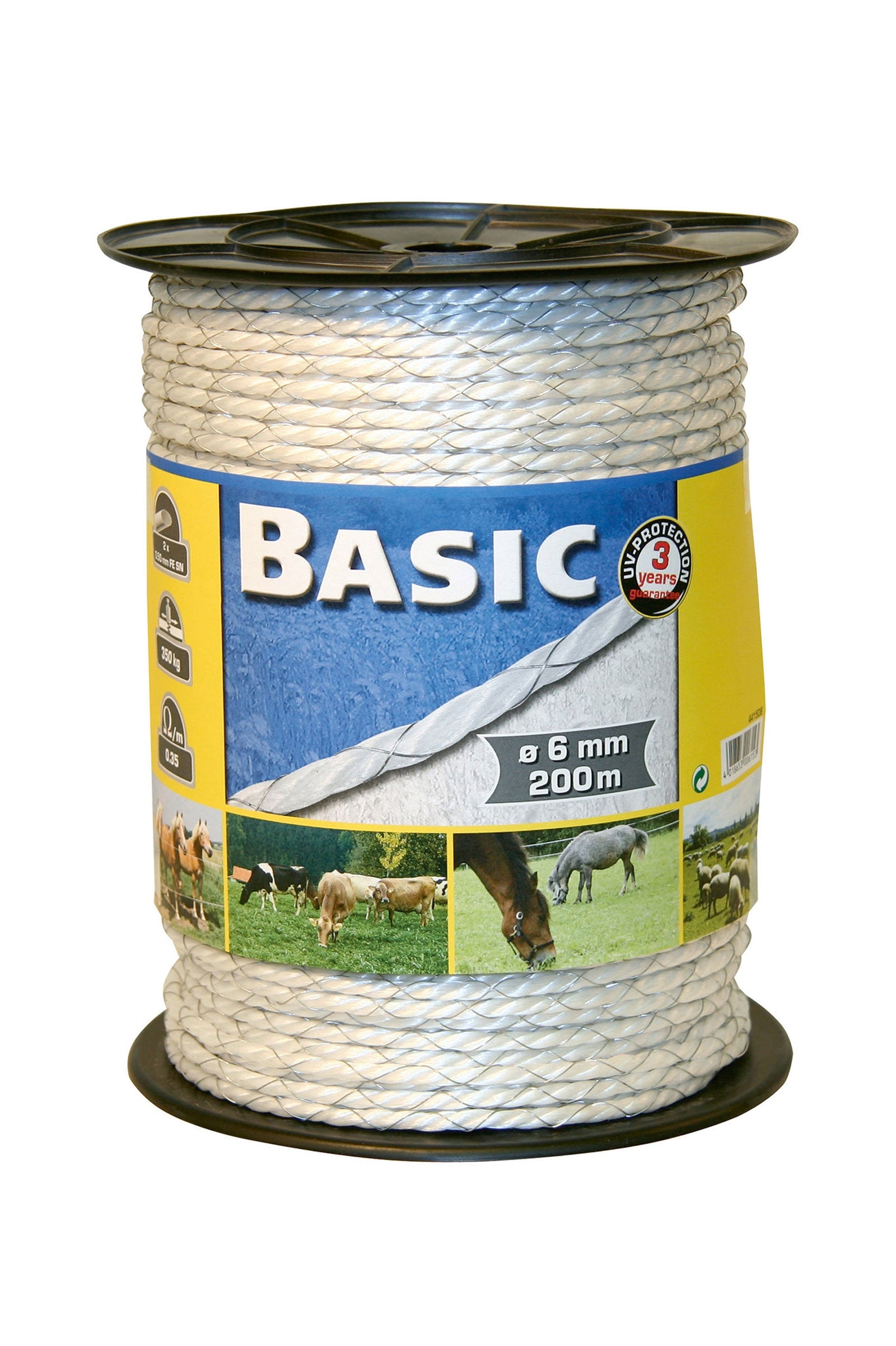 Farm Patrol Hegnsreb, Basic 200 m, Ø 6 mm, hvid, 2x0,50 jern Elhegn