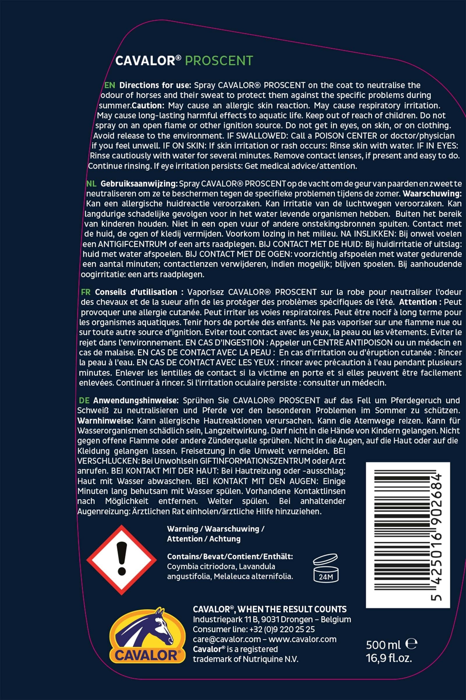 Cavalor ProScent Liquid, Coat Spray, 500ml Horse Health Care